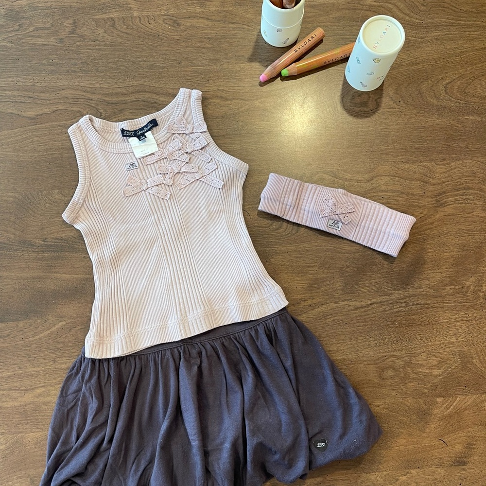 Lili Gaufrette Lace Bow Detail Top and Bubble skirt